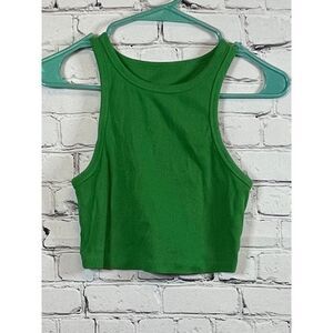 Wild Fable‎ Green Ribbed Crop Tank Top Basic Sleeveless Summer Top Medium